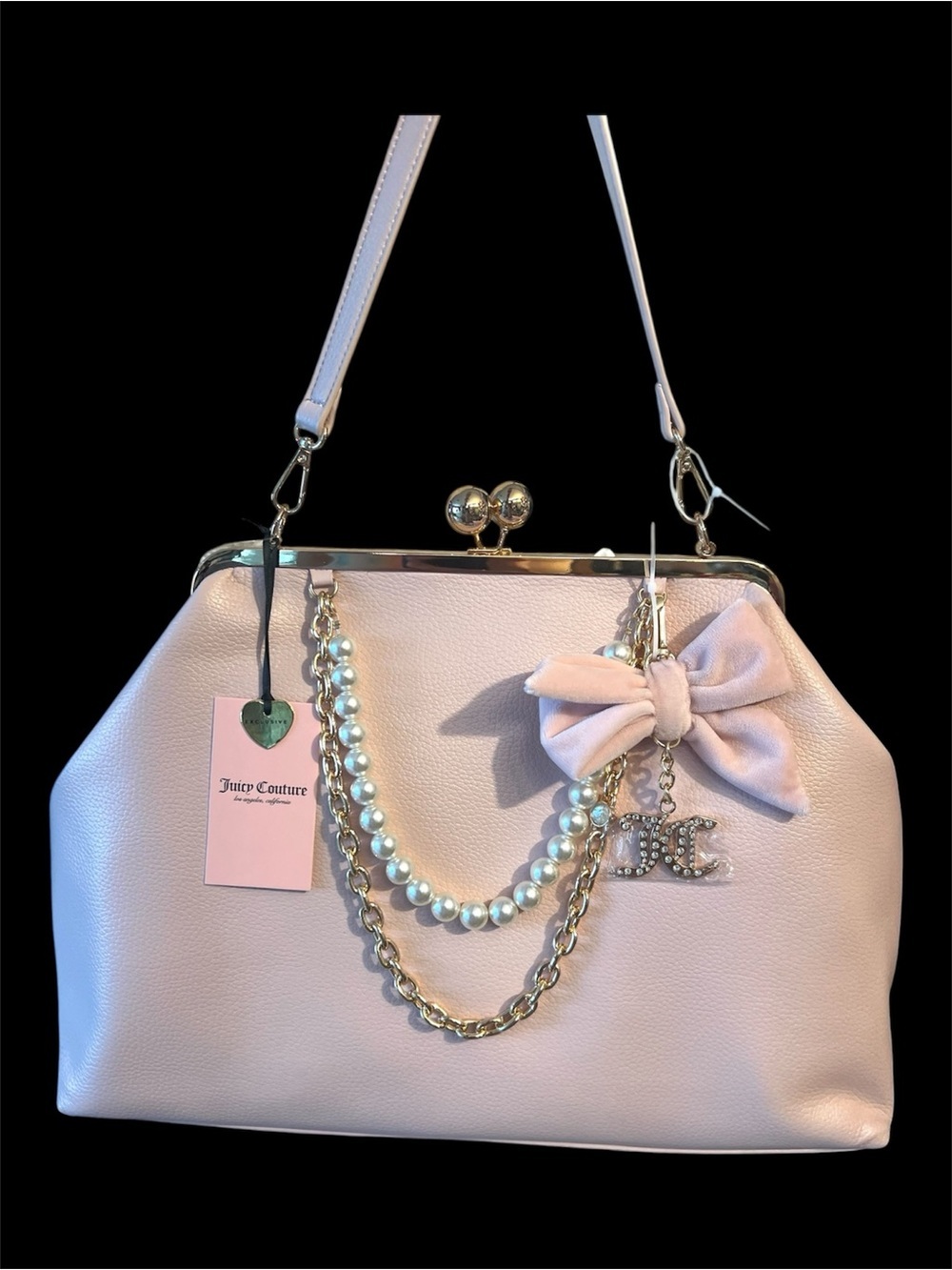 Juicy Couture Kisslock Bag, with CHARMS LARGE FRAME CLUTCH/SATCHEL -NWT